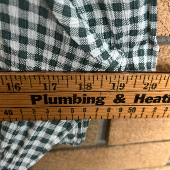 Market & Spruce Button Front Tie Waist Green & White Checkered Gingham Size M - Picture 6 of 6